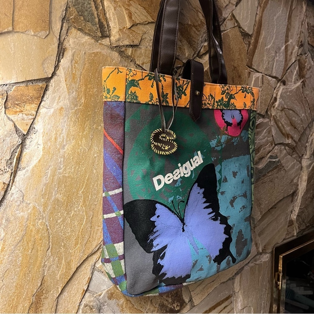 Desigual vintage stand out colourful Tote Bag - perfect for spring and summer - Picture 5 of 16
